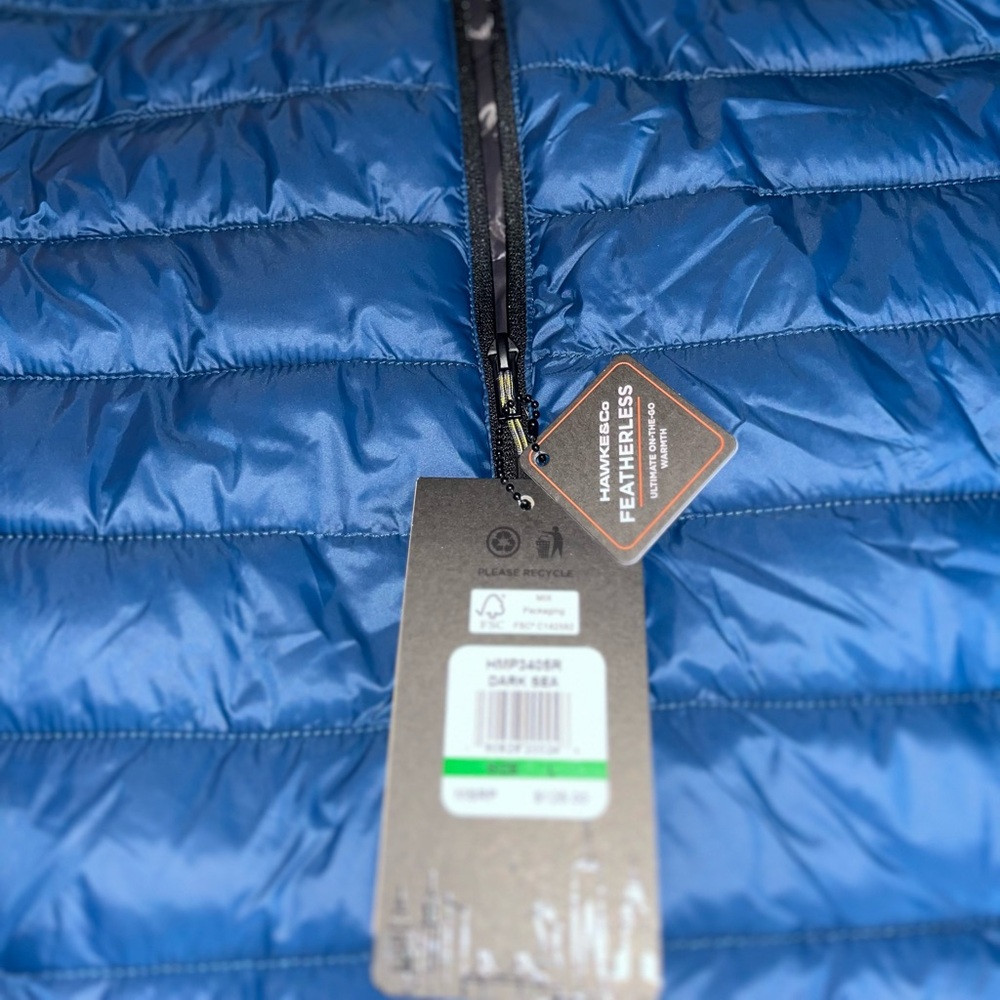 Hawke and Co. light baby blue puffer jacket. New with tags. Large.